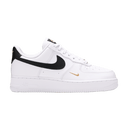 Nike Air Force 1 Low '07 Essential White Black Gold Mini Swoosh (Women's)